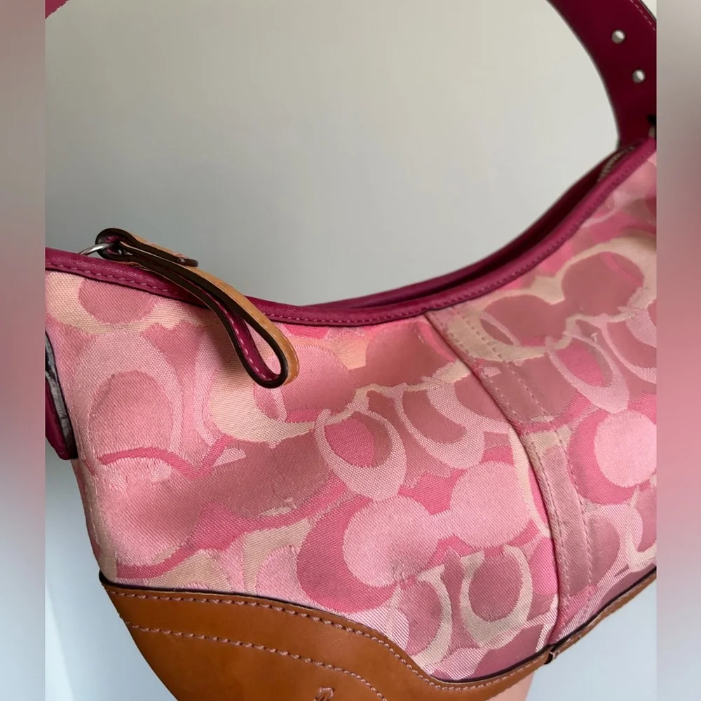 Y2K Coach Soho Pink Optic Signature Mini Bag Vintage Leather Purse - Picture 6 of 9